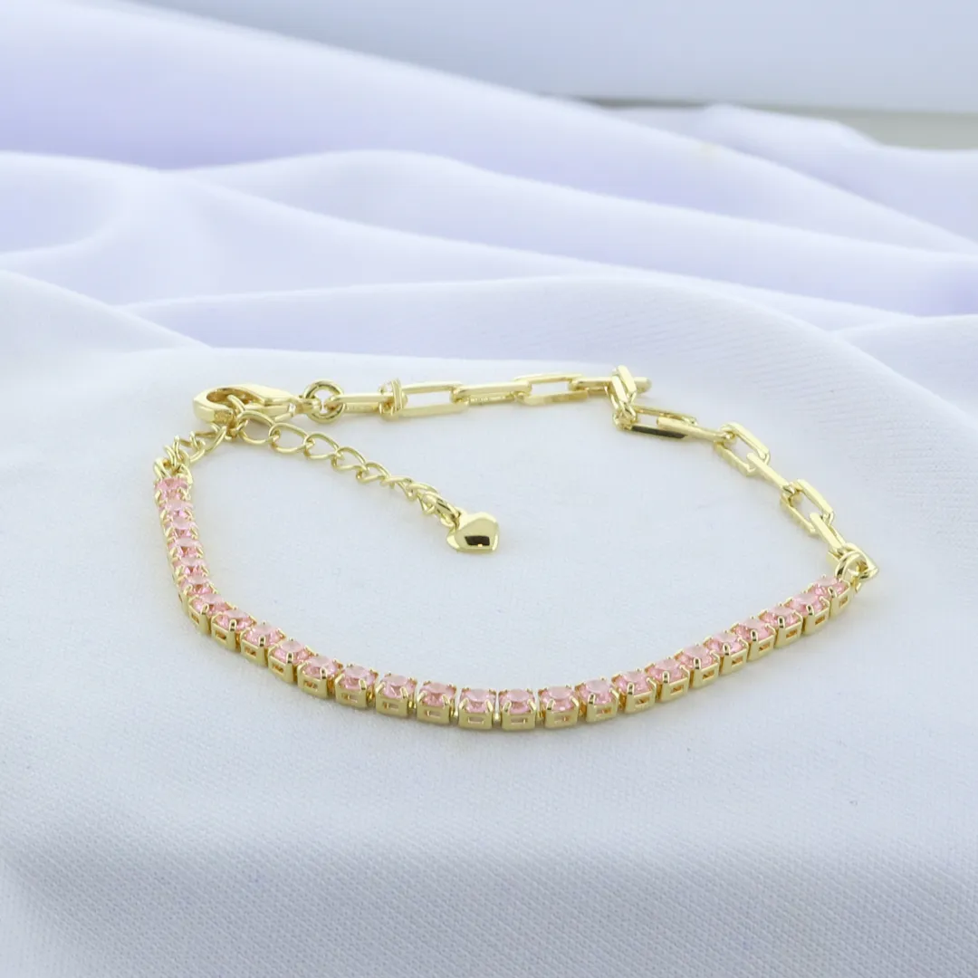 PULSEIRA RIVIEIRA ROSA COM ELO